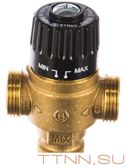 Смесительный клапан STOUT 3/4 НР 30-65°С KV 1,8 Смесительный клапан STOUT 3/4 НР 30-65°С KV 1,8