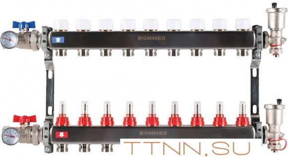 Для отопления Rommer 1"/3/4"x9 с расходомерами (RMS-1210-000009) Для отопления Rommer 1"/3/4"x9 с расходомерами (RMS-1210-000009)