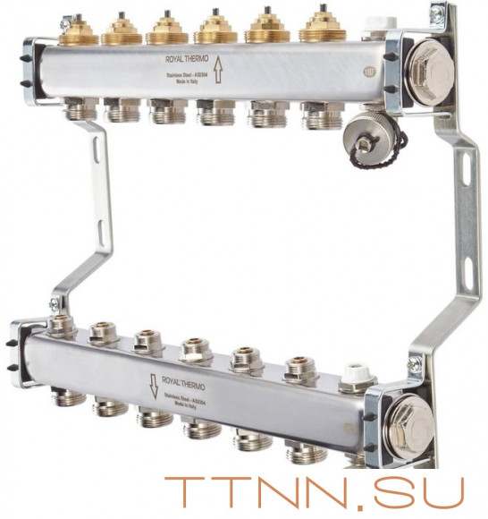 Для отопления Royal Thermo 1" ВР-3/4" НР, 10 выходов, нерж. (RTE 51.110) Для отопления Royal Thermo 1" ВР-3/4" НР, 10 выходов, нерж. (RTE 51.110)