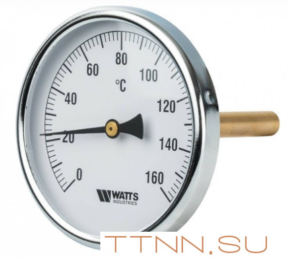 Термометр биметаллический с погружной гильзой Watts F+R801 (T) 100/100 (1/2",160"С) Термометр биметаллический с погружной гильзой Watts F+R801 (T) 100/100 (1/2",160"С)