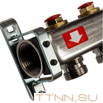 Коллектор с запорными клапанами STOUT SMS-0932-000002; с клапаном выпуска воздуха и сливом