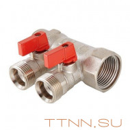 Коллектор с отсекающими кранами Valtec 1"х2 выхода Евроконус 3/4 VTc.580.NE.0602 Коллектор с отсекающими кранами Valtec 1"х2 выхода Евроконус 3/4 VTc.580.NE.0602