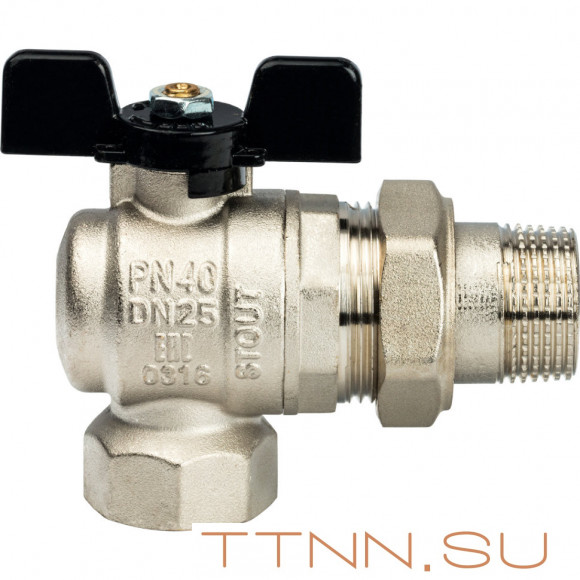 Кран шаровой с накидной гайкой угловой STOUT 1" SVB-0008-000025 Кран шаровой с накидной гайкой угловой STOUT 1" SVB-0008-000025