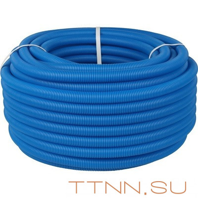 Защита труб диаметром 16-22 мм STOUT Труба гофрированная ПНД 25 мм (бухта 50м) синяя Защита труб диаметром 16-22 мм STOUT Труба гофрированная ПНД 25 мм (бухта 50м) синяя