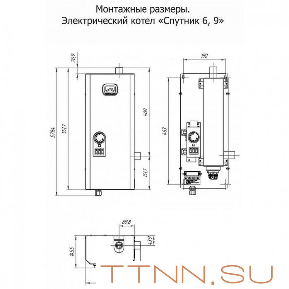Электрический котел Теплодар СПУТНИК электро 9 черный Электрический котел Теплодар СПУТНИК электро 9 черный