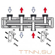 Стальной коллектор HOOBS 2 выхода, накидные гайки 1 1/2", с креплениями, длина 550мм Стальной коллектор HOOBS 2 выхода, накидные гайки 1 1/2", с креплениями, длина 550мм