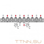 Стальной коллектор HOOBS 5 выхода, накидные гайки 1 1/2",с креплениями, длина 1300мм Стальной коллектор HOOBS 5 выхода, накидные гайки 1 1/2",с креплениями, длина 1300мм