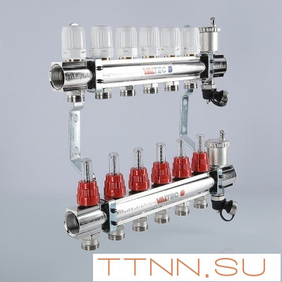 Для отопления VALTEC 1"х6 вых. Евроконус 3/4" с расходомерами в сборе Для отопления VALTEC 1"х6 вых. Евроконус 3/4" с расходомерами в сборе