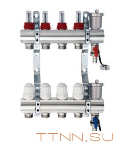 Коллекторная группа TIM KC004 4 выхода без кранов латунь Коллекторная группа TIM KC004 4 выхода без кранов латунь
