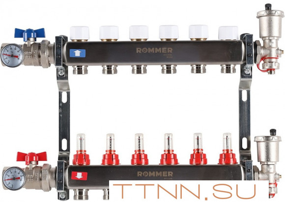 Для отопления Rommer 1"/3/4"x6 с расходомерами (RMS-1210-000006) Для отопления Rommer 1"/3/4"x6 с расходомерами (RMS-1210-000006)