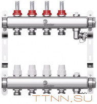 Коллектор для теплого пола Wester 1"-3/4 в сборе с расходомерами на 4 выхода Коллектор для теплого пола Wester 1"-3/4 в сборе с расходомерами на 4 выхода