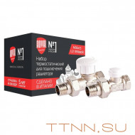 Набор термостатический Royal Thermo прямой М30х1,5 1/2" (никель) Набор термостатический Royal Thermo прямой М30х1,5 1/2" (никель)