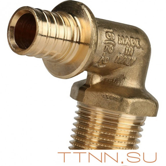 Угольник-переходник с наружной резьбой 20xR 3/4" для труб из сшитого полиэтилена Угольник-переходник с наружной резьбой 20xR 3/4" для труб из сшитого полиэтилена