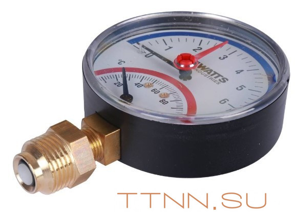 Термоманометр радиальный Watts FR 828(TMRA) 6 бар Термоманометр радиальный Watts FR 828(TMRA) 6 бар